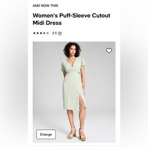 And Now This Puff Sleeve Cut Out Dress - tan